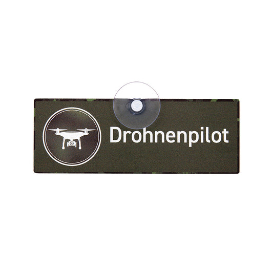 Drohnenpilot Schild für die Autoscheibe mit Drohnenmotiv zur Kennzeichnung von Drohnenflugeinsätzen