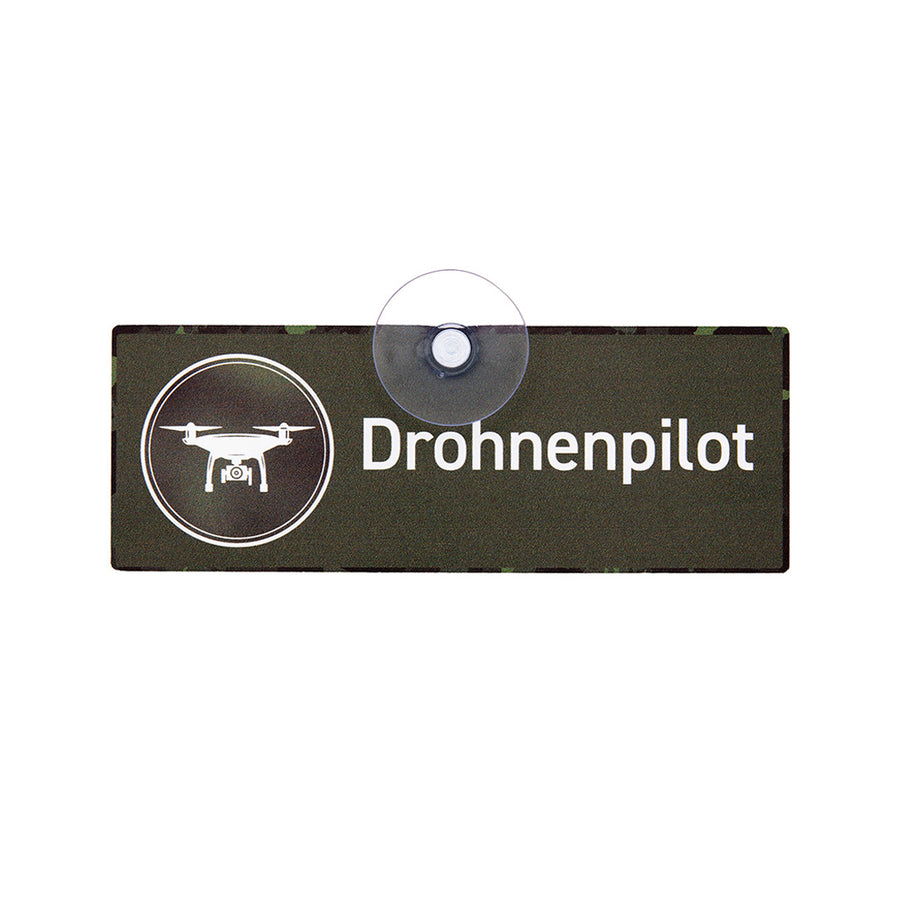 Drohnenpilot Schild für die Autoscheibe mit Drohnenmotiv zur Kennzeichnung von Drohnenflugeinsätzen