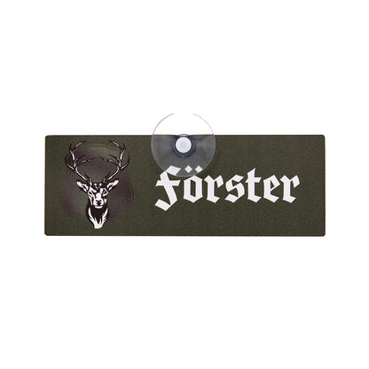 Klassisches Förster Schild mit Saugnapf für die Autoscheibe und Hirsch Motiv