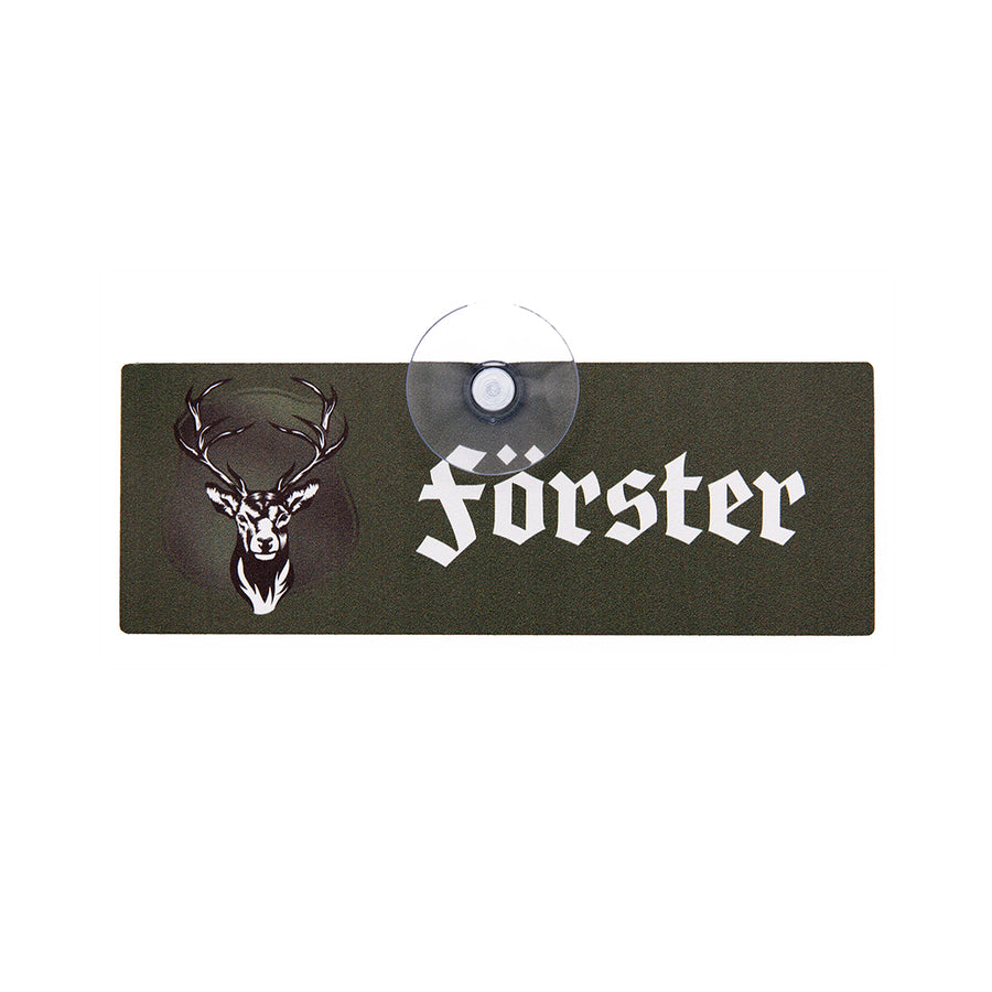 Klassisches Förster Schild mit Saugnapf für die Autoscheibe und Hirsch Motiv