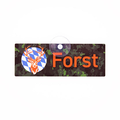Forst Bayern Forstschild mit Saugnapf für die Autoscheibe mit bayerischem Rautenmuster - Made in Germany
