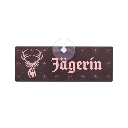 Premium Jägerin Jagdschild für Jägerinnen mit Saugnapf für die Autoscheibe aus Aluverbundmaterial, Made in Germany