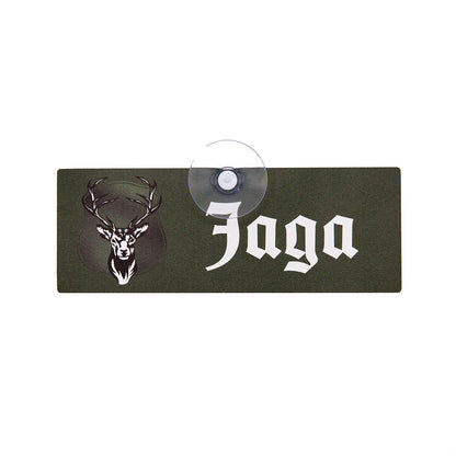 Jaga Premium Jagdschild mit Saugnapf für die Autoscheibe und Hirschmotiv in alter Schrift