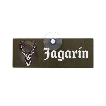 Jagerin schild fürs Auto mit Saugnapf für die Scheibe zur Kennzeichnung von Jagdfahrzeugen