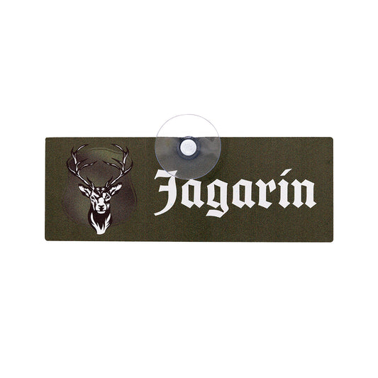 Jagerin schild fürs Auto mit Saugnapf für die Scheibe zur Kennzeichnung von Jagdfahrzeugen