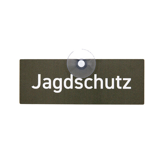Jagdschutz Schild mit Saugnapf für die Auotscheibe für Jägerinnen und Jäger - Made in Germany