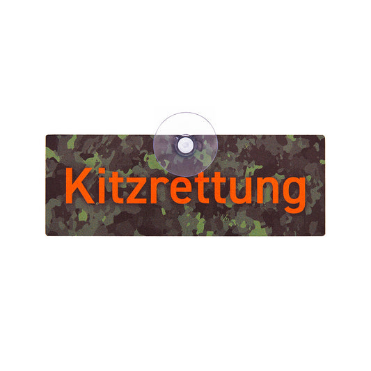 Einsatzschild mit Saugnapf für die Autoscheibe für Kitzretter und Wildtierretter mit der Aufschrift Kitzrettung, Made in Germany