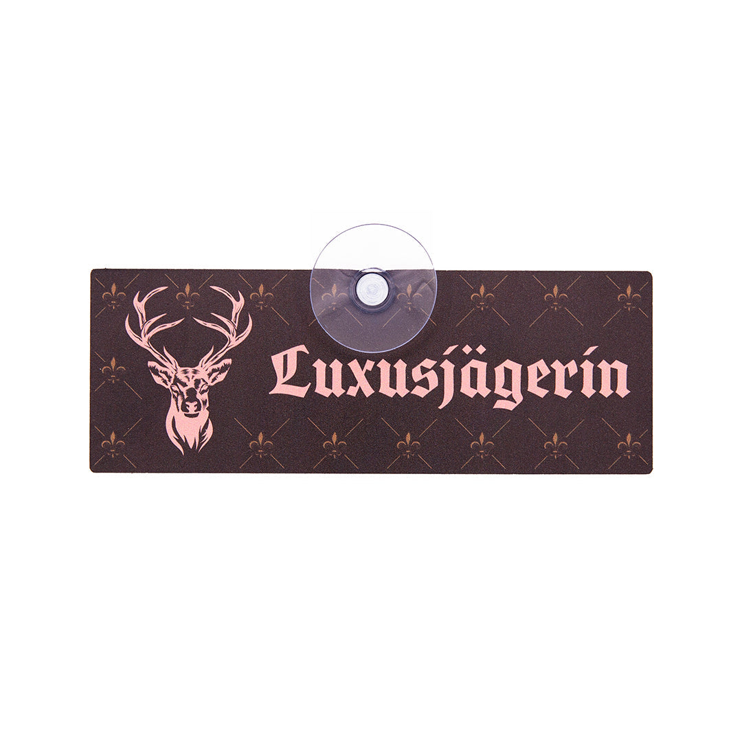 Luxusjägerin Schild für Jägerinnen, Geschenkidee zum Geburtstag oder Jagdschein aus Aluverbund, Made in Germany