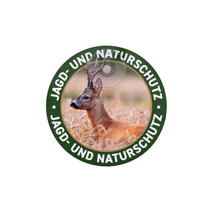 Rehbock Jagdschild Jagdschild fürs Auto rund mit Saugnapf  "Jagd & Naturschutz" für Jäger und Jägerinnen