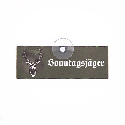 Jagdschild „Sonntagsjäger“ mit Saugnapf fürs Auto