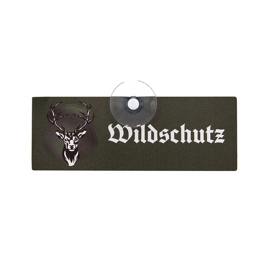 Neutrales Wildschutz Jagd-Schild mit Hirschmotiv und Saugnapf für die Autoscheibe
