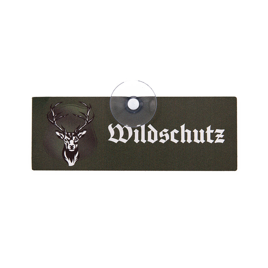 Neutrales Wildschutz Jagd-Schild mit Hirschmotiv und Saugnapf für die Autoscheibe