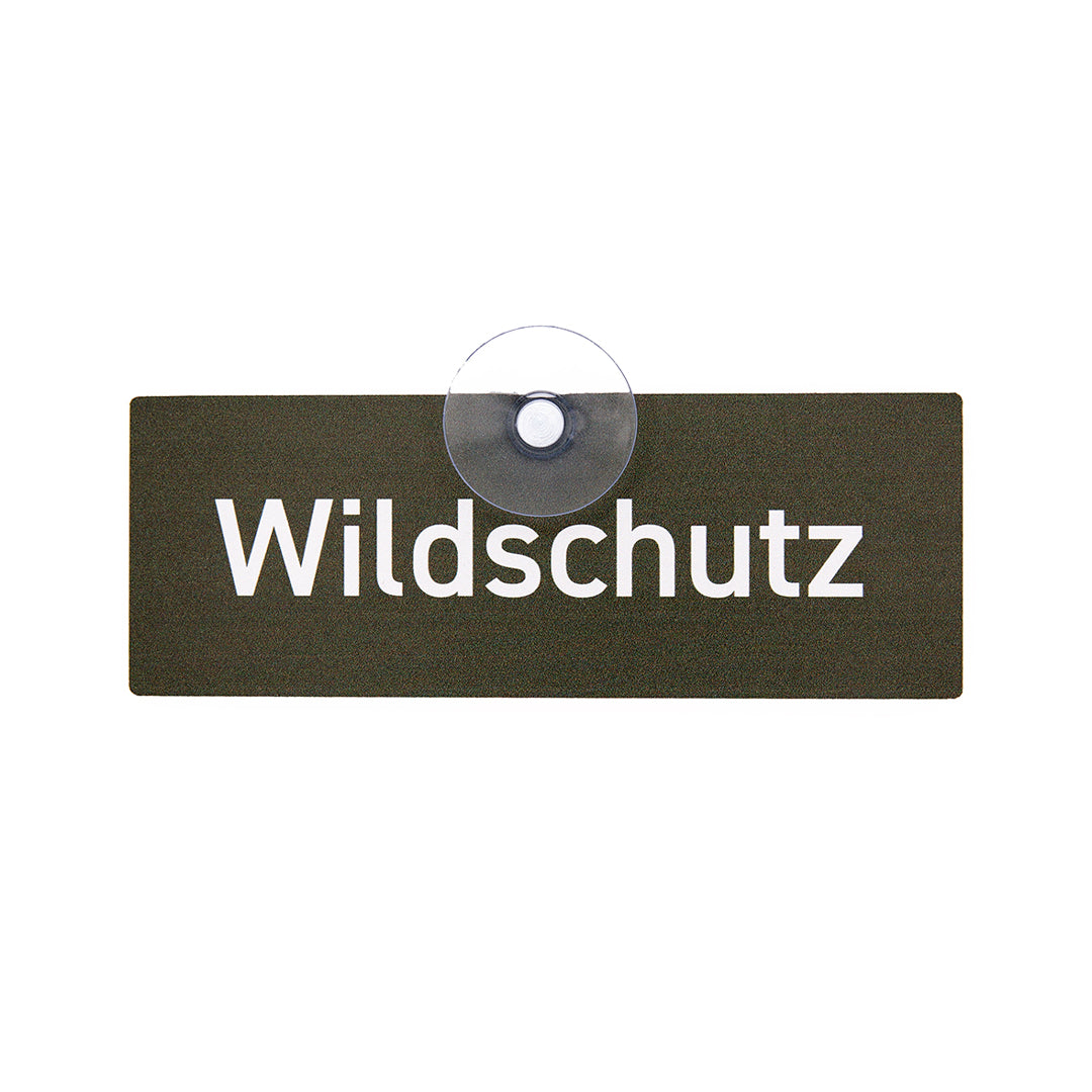 Wildschutz, neutrales Jagdschild mit Saugnapf zur Befestigung an der Autoscheibe für Wildschützer, Jäger und Jägerinnen