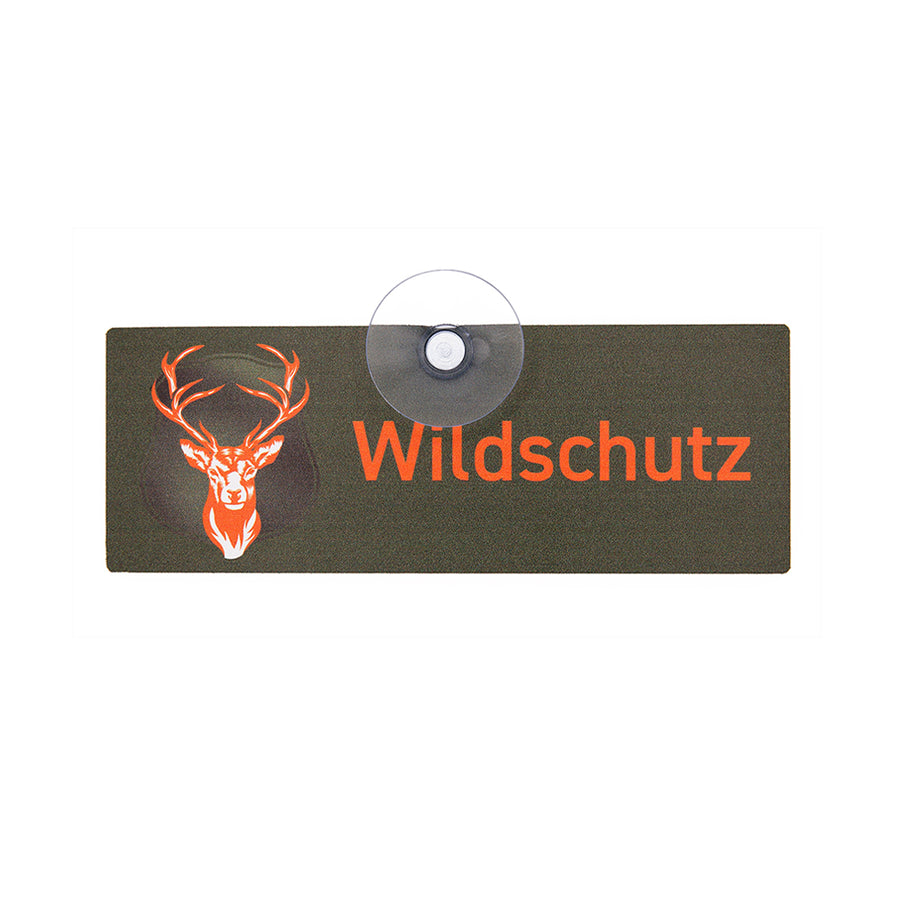 Schild „Wildschutz“ orange mit Saugnapf fürs Auto