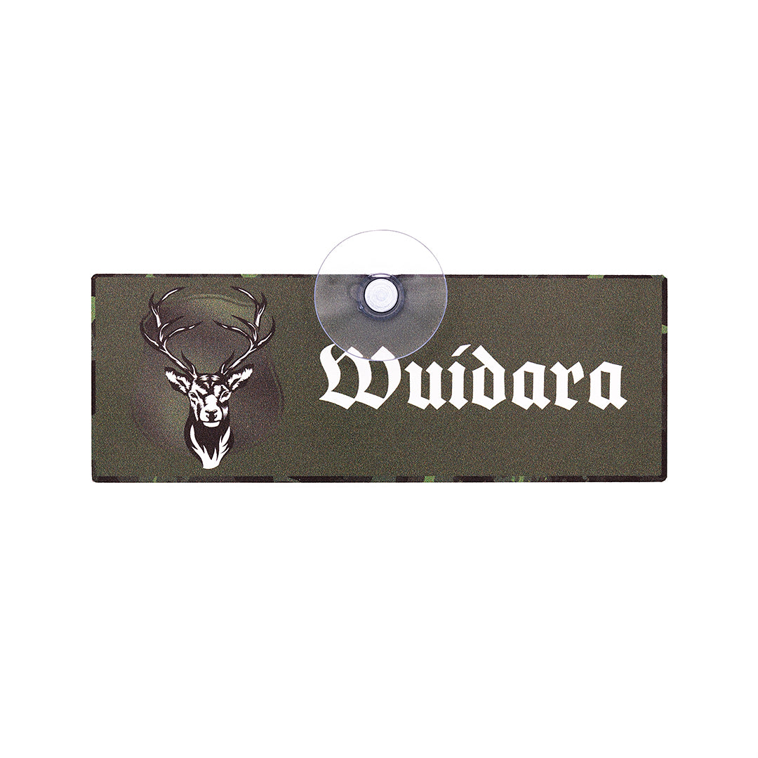 Wuidara - lustiges Jagdschild mit Saugnapf und der bayerischen Aufschrift für Wilderer zur Befestigung an der Autoscheibe