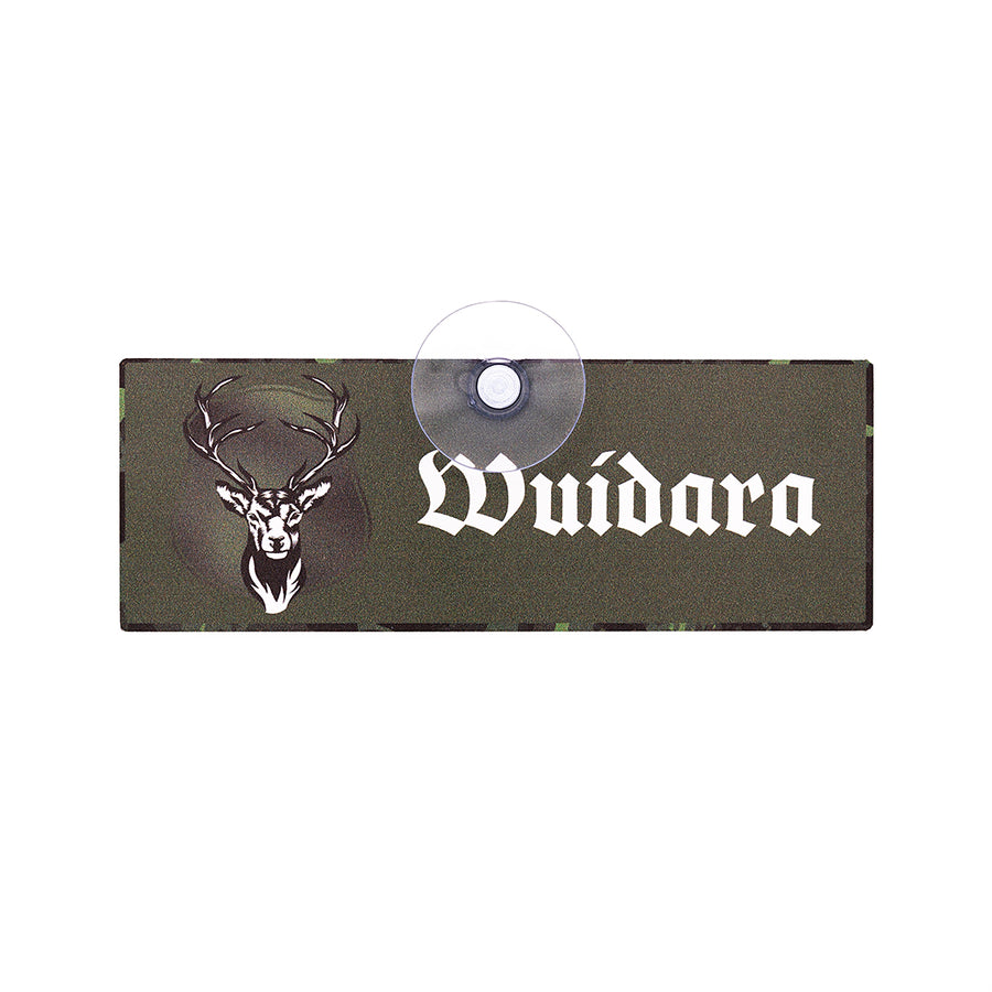 Wuidara - lustiges Jagdschild mit Saugnapf und der bayerischen Aufschrift für Wilderer zur Befestigung an der Autoscheibe
