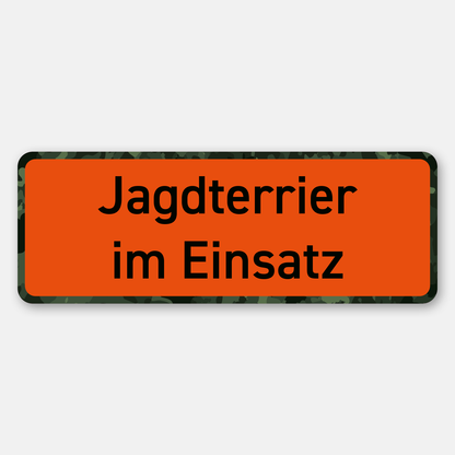 "Jagdterrier im Einsatz" Magnetschild fürs Auto - Premium Autoschild, Maße 27.5 cm x 10 cm, orange Signalfarbe für gute Sichtbarkeit - Made in Germany