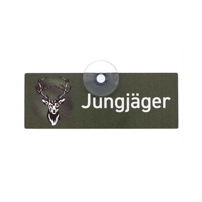 Jungjäger Jagdschild mir Saugnapf zur Kennzeichnung des Jagdautos im Jagdbetrieb