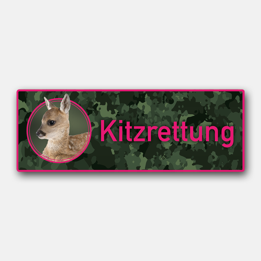 Jagdaufkleber „Kitzrettung“ pink fürs Auto