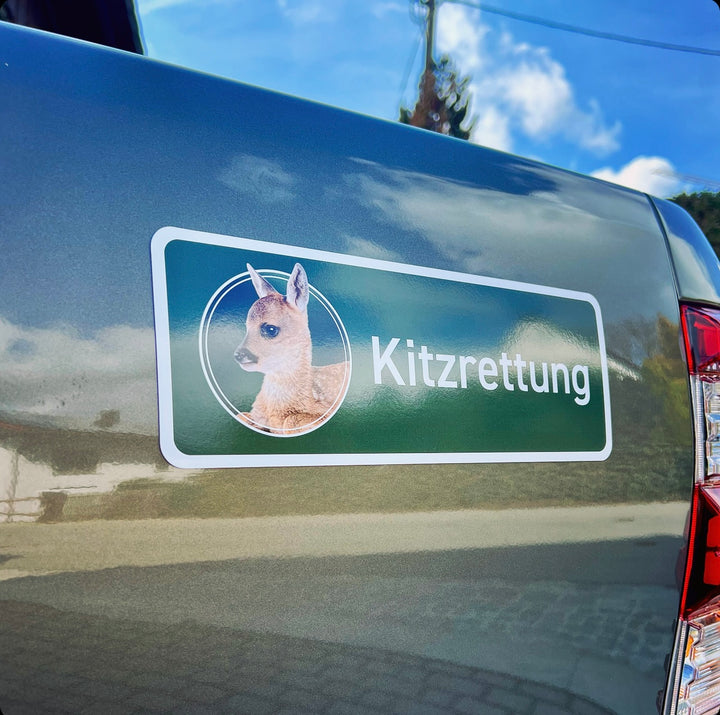 Magnetschild "Kitzrettung" Kitz oliv
