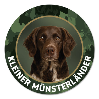 Kleiner Münsterländer II Jagdhund Premium-Aufkleber, UV- & witterungsbeständig, 7 Jahre im Außenbereich, Made in Germany, Ø 10 cm
