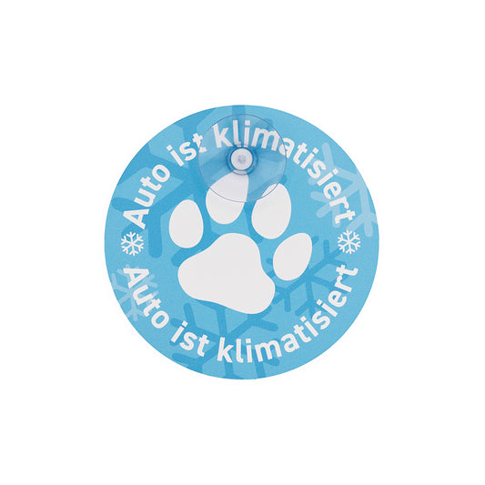 Auto ist klimatisiert - Klimatisiertes Auto Innenraum (A/C) Schild - Hinweisschild / Hund mit Saugnapf für die Scheibe