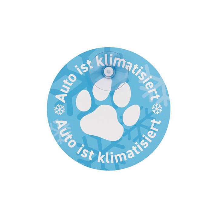 Auto ist klimatisiert - Klimatisiertes Auto Innenraum (A/C) Schild - Hinweisschild / Hund mit Saugnapf für die Scheibe
