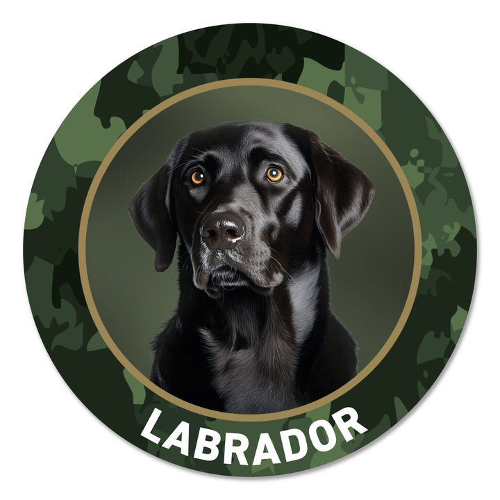Labrador schwarz Jagdhund Premium-Aufkleber, UV- & witterungsbeständig, 7 Jahre im Außenbereich, Made in Germany, Ø 10 cm