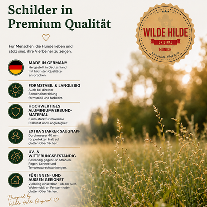 Deutsch Drahthaar Schild IV mit Saugnapf fürs Auto