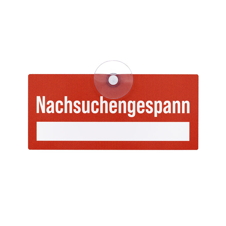 "Nachsuchengespann" Schild fürs Auto mit Feld für die Telefonnummer - Handynummer