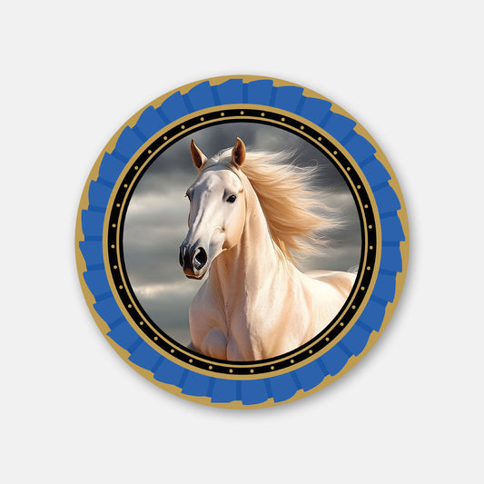 Premium Pferdeaufkleber Schimmel blau