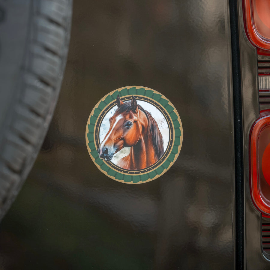 Pferdeaufkleber am Heck eines Autos