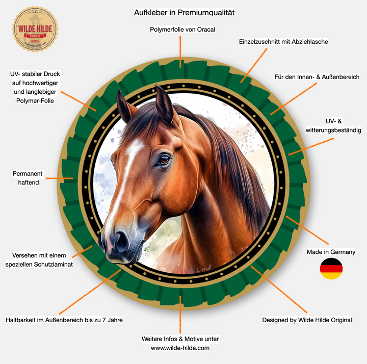 Pferdeaufkleber – UV-witterungsbeständige Pferdesticker für Auto, Laptop & Stall | Für Reiterinnen und Reiter – Made in Germany, Blau