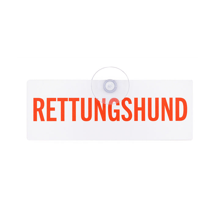 Autoschild mit Saugnapf "Rettungshund" weiß