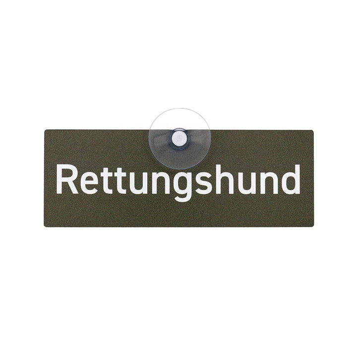Autoschild mit Saugnapf "Rettungshund" grün