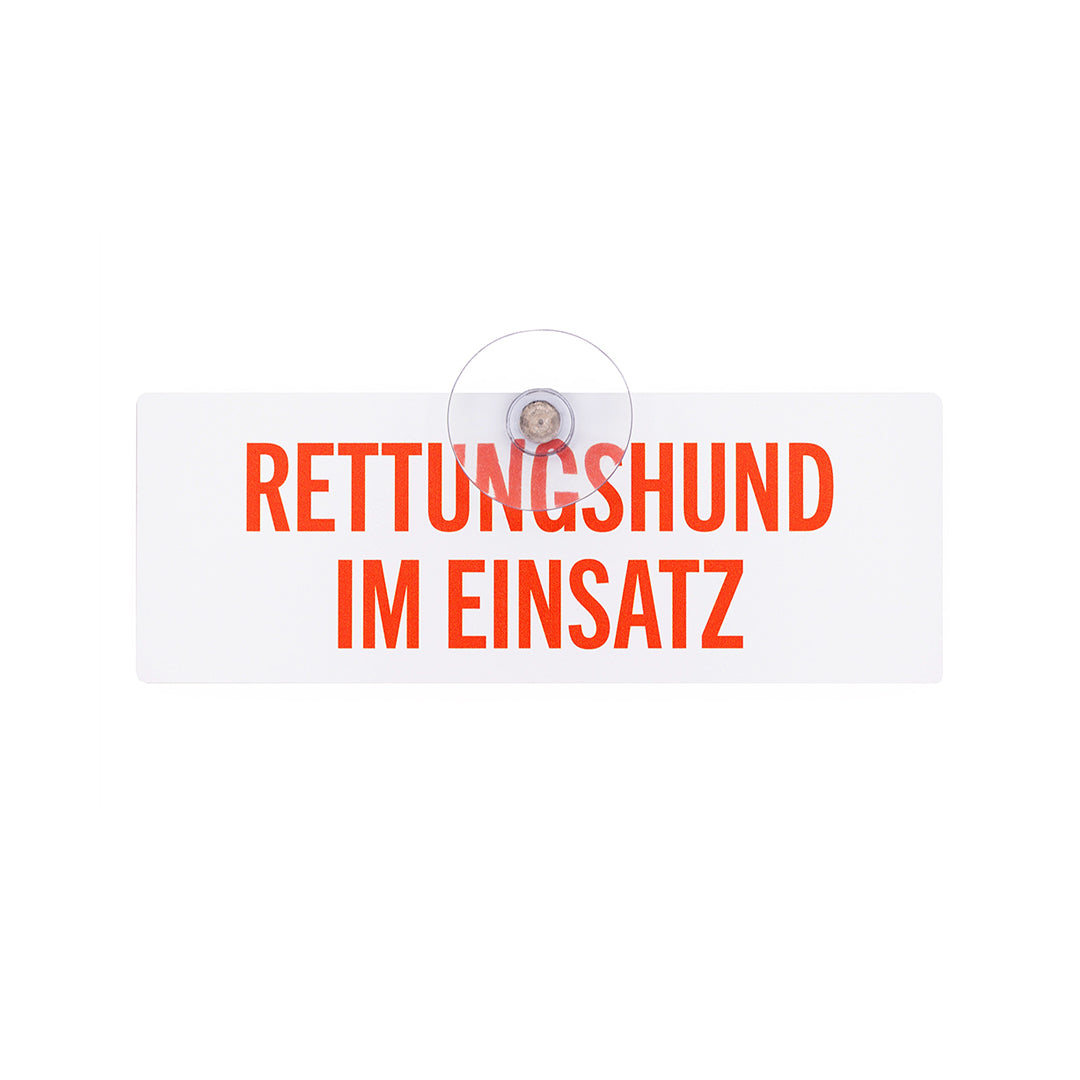 Rettungshund im Einsatz Schild für die Autoscheibe – Premium-Saugnapfschild, UV- & witterungsbeständig - Made in Germany