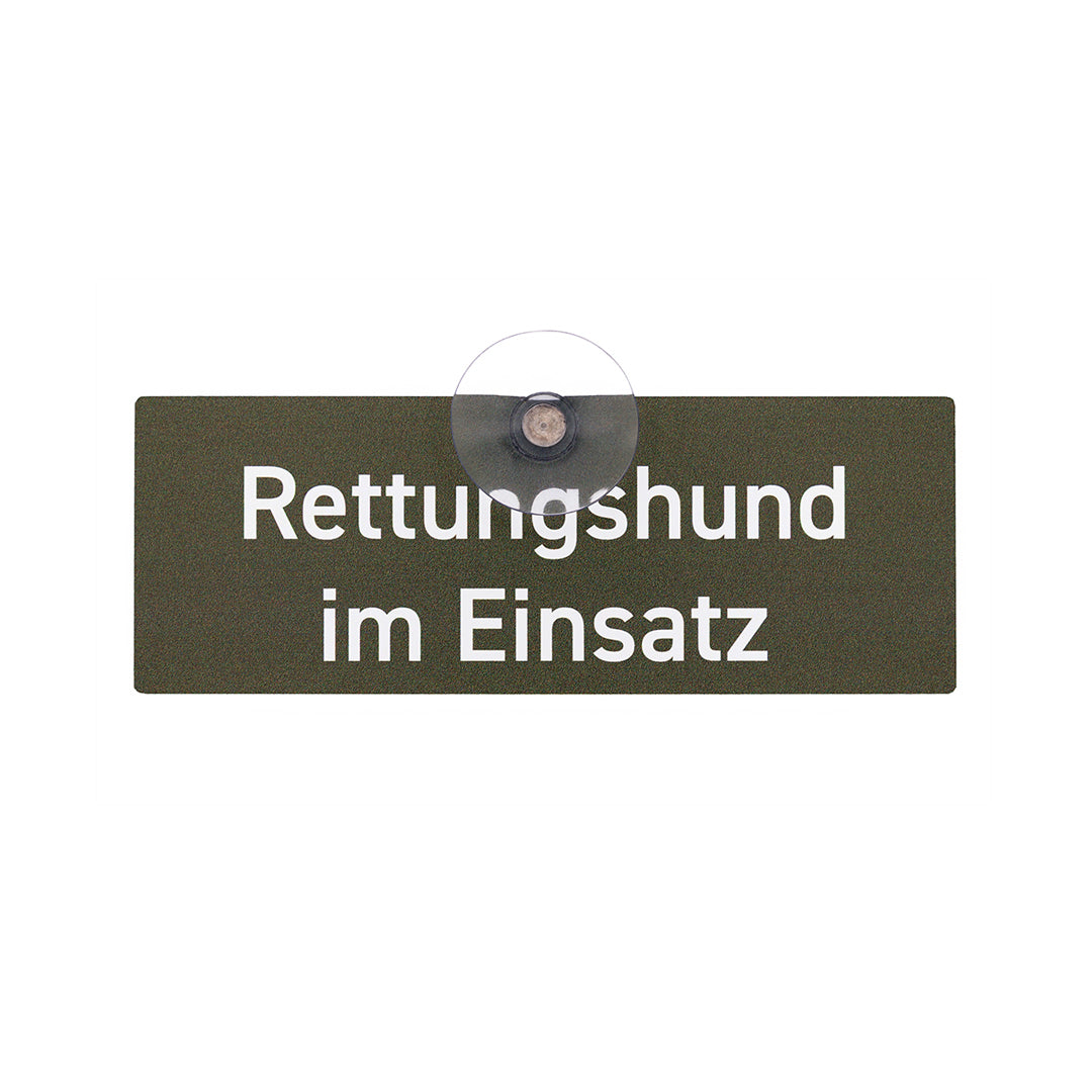Rettungshund im Einsatz - Premium-Schild - Autoschild mit Saugnapf zur Befestigung an der Scheibe - Made in Germany