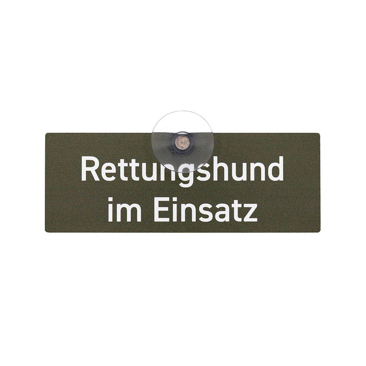 Autoschild mit Saugnapf "Rettungshund im Einsatz" grün