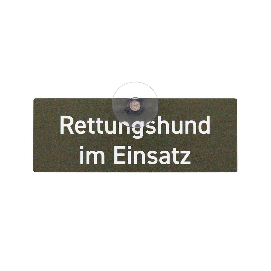 Rettungshund Einsatzschild grün mit Saugnapf fürs Auto