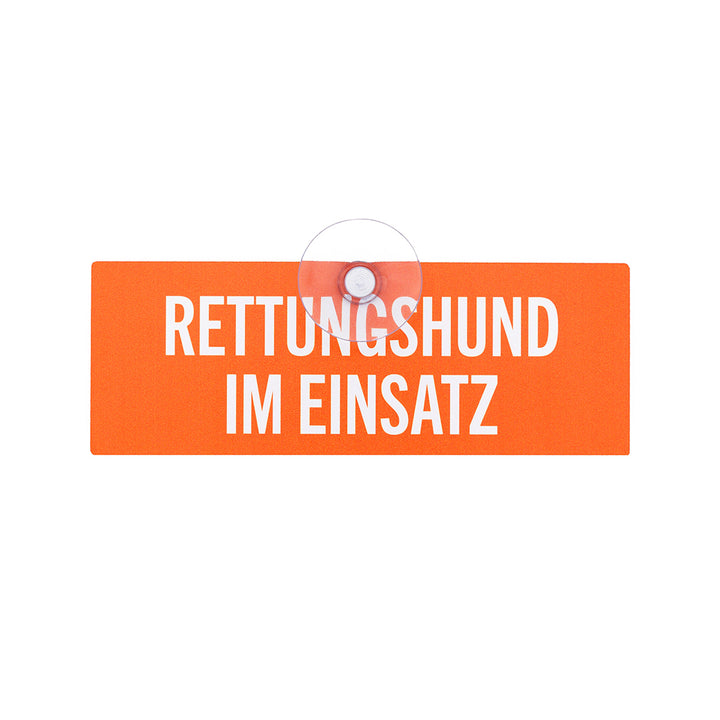 Autoschild mit Saugnapf "Rettungshund im Einsatz" orange