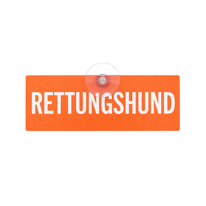Autoschild mit Saugnapf "Rettungshund" orange
