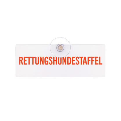Rettungshundestaffel Schild für die Autoscheibe – Premium-Saugnapfschild, UV- & witterungsbeständig - Made in Germany