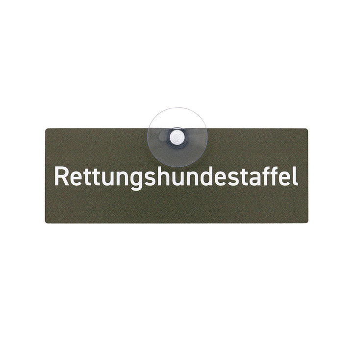 Autoschild mit Saugnapf "Rettungshundestaffel" grün
