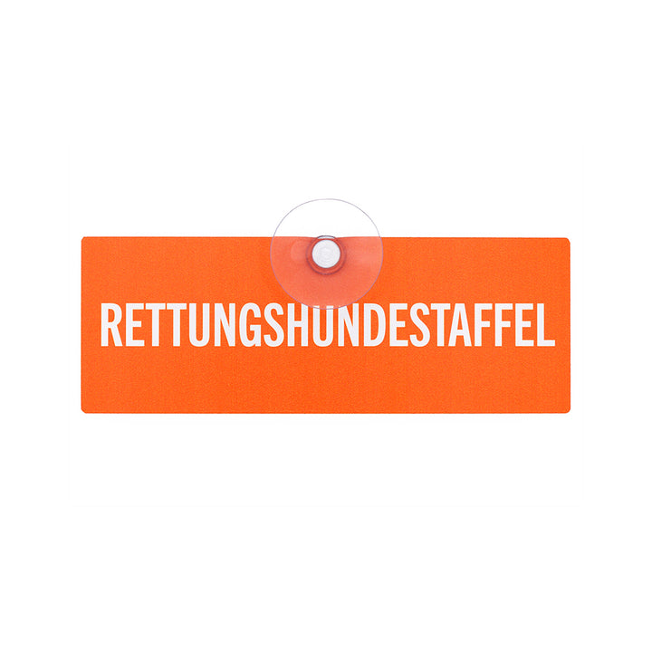 Autoschild mit Saugnapf "Rettungshundestaffel" orange
