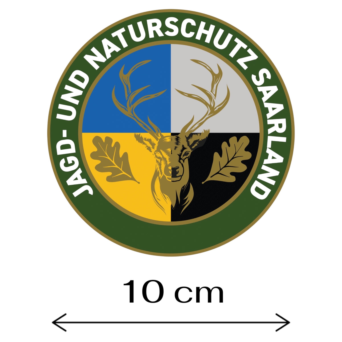 Jagdaufkleber “Jagd- und Naturschutz” Hirsch Saarland Landeswappen – Premium Autoaufkleber für Pkw, Jagdauto & Revierfahrzeug
