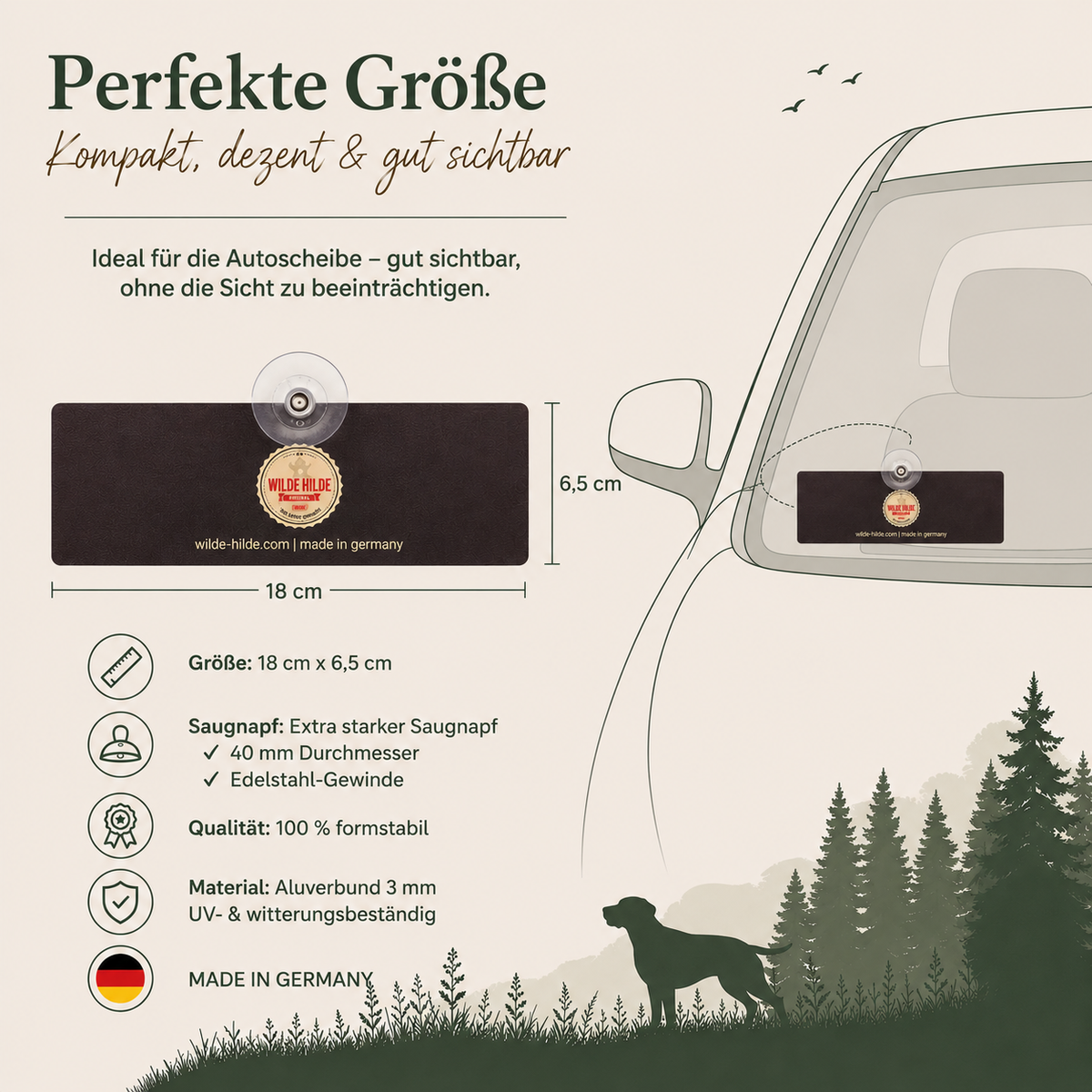 Weimaraner Langhaar Jagdhundeschild mit Saugnapf fürs Auto