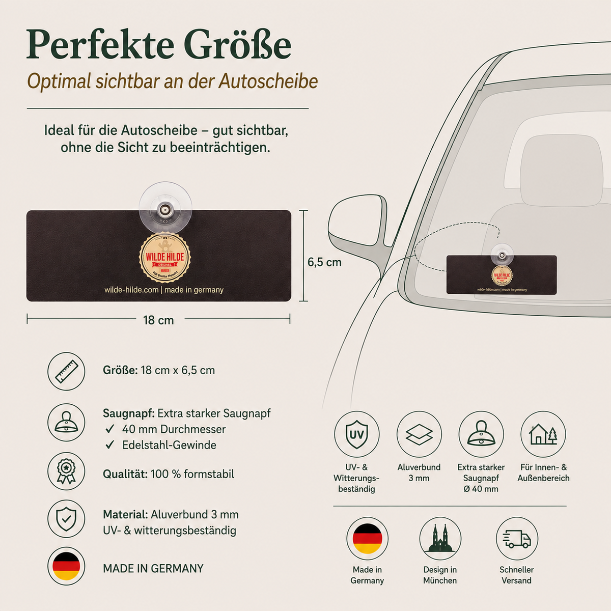 Schild „Auto ist klimatisiert“ mit Saugnapf fürs Auto