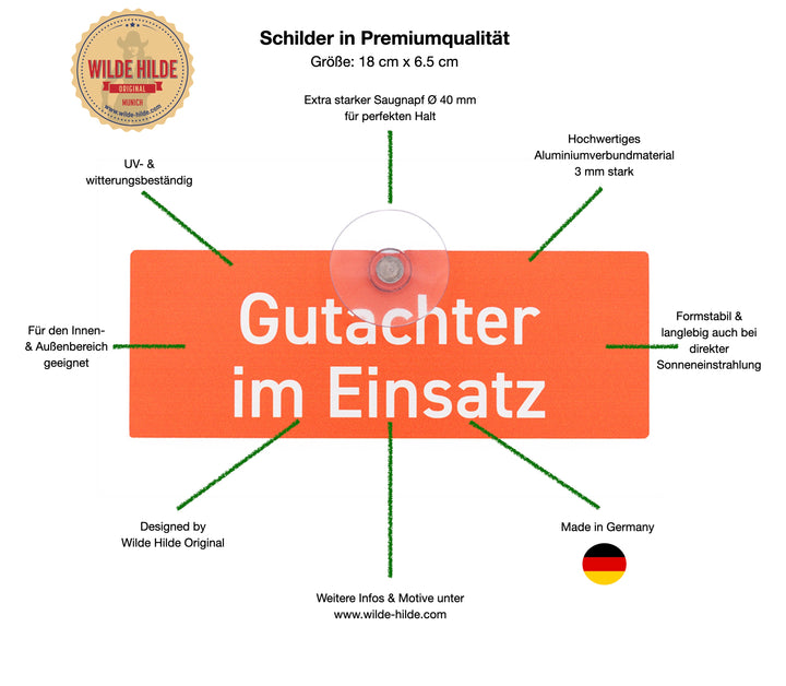 Holzarbeiten Forstschild mit Saugnapf für die Scheibe - Autoschild für Auto, Pkw, Kfz - Made in Germany