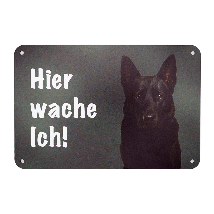 Deutscher Schäferhund Warnschild schwarz „Hier wache ich!“