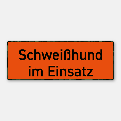 "Schweißhund im Einsatz" Magnetschild fürs Auto - Premium Autoschild, Maße 27.5 cm x 10 cm, orange Signalfarbe für gute Sichtbarkeit - Made in Germany